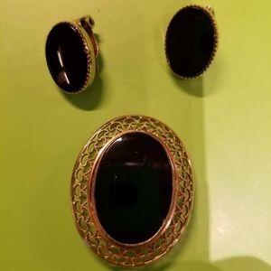 12K Gold Brooch & Earrings
